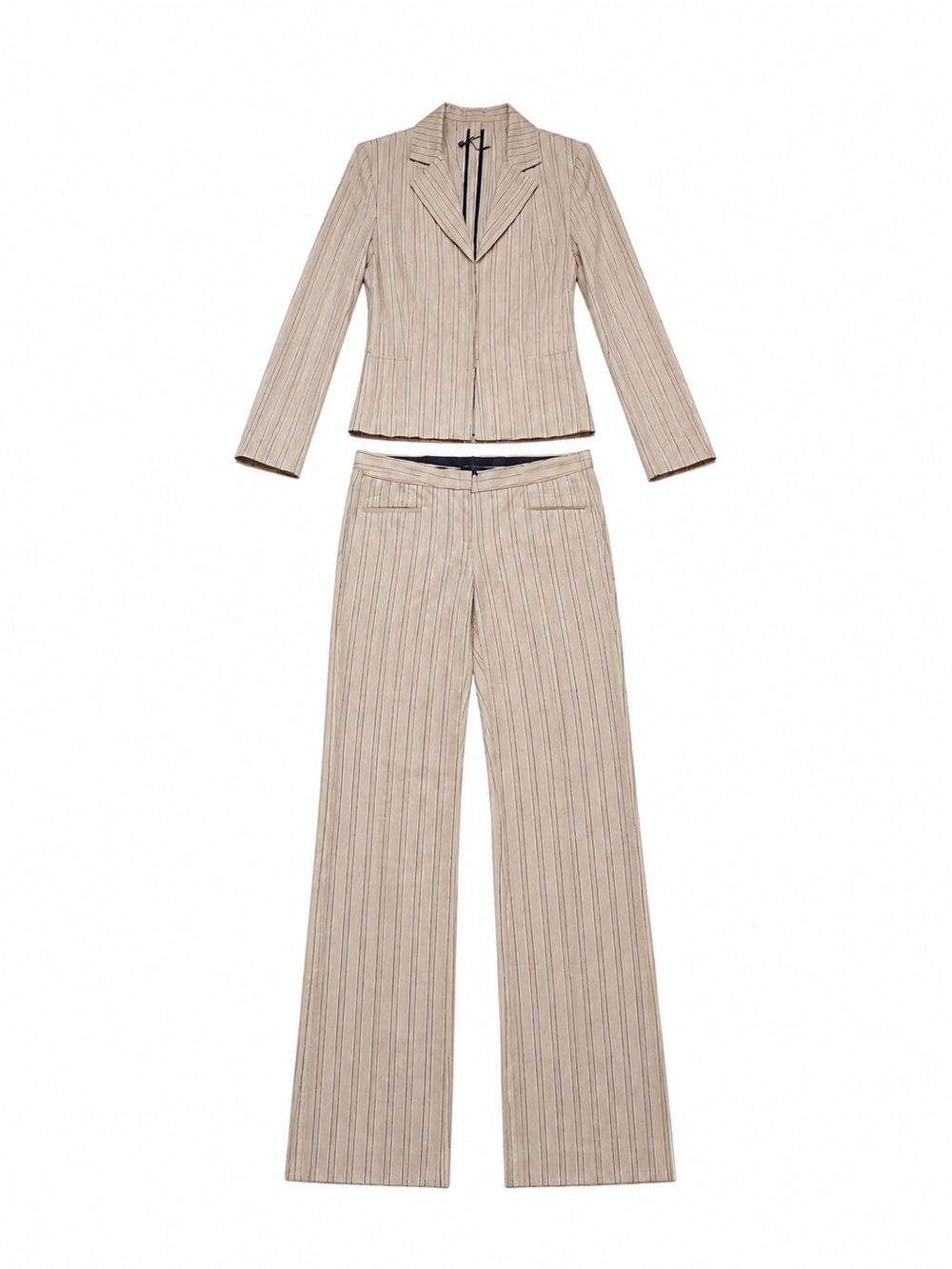 Kenneth Cole New York Beige Pinstripe Two-Piece Pantsuit